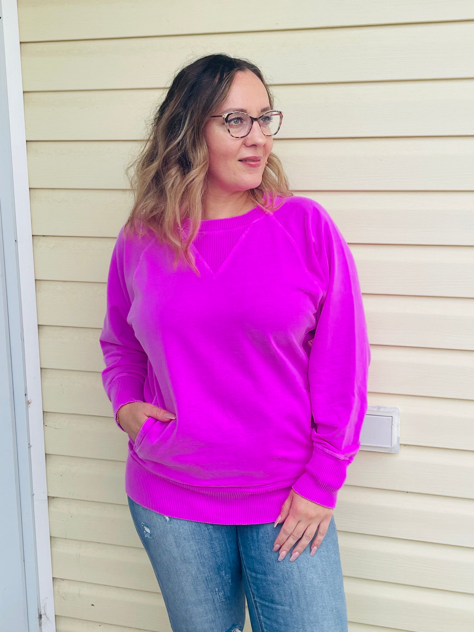 French Terry Pullover - Bright Mauve