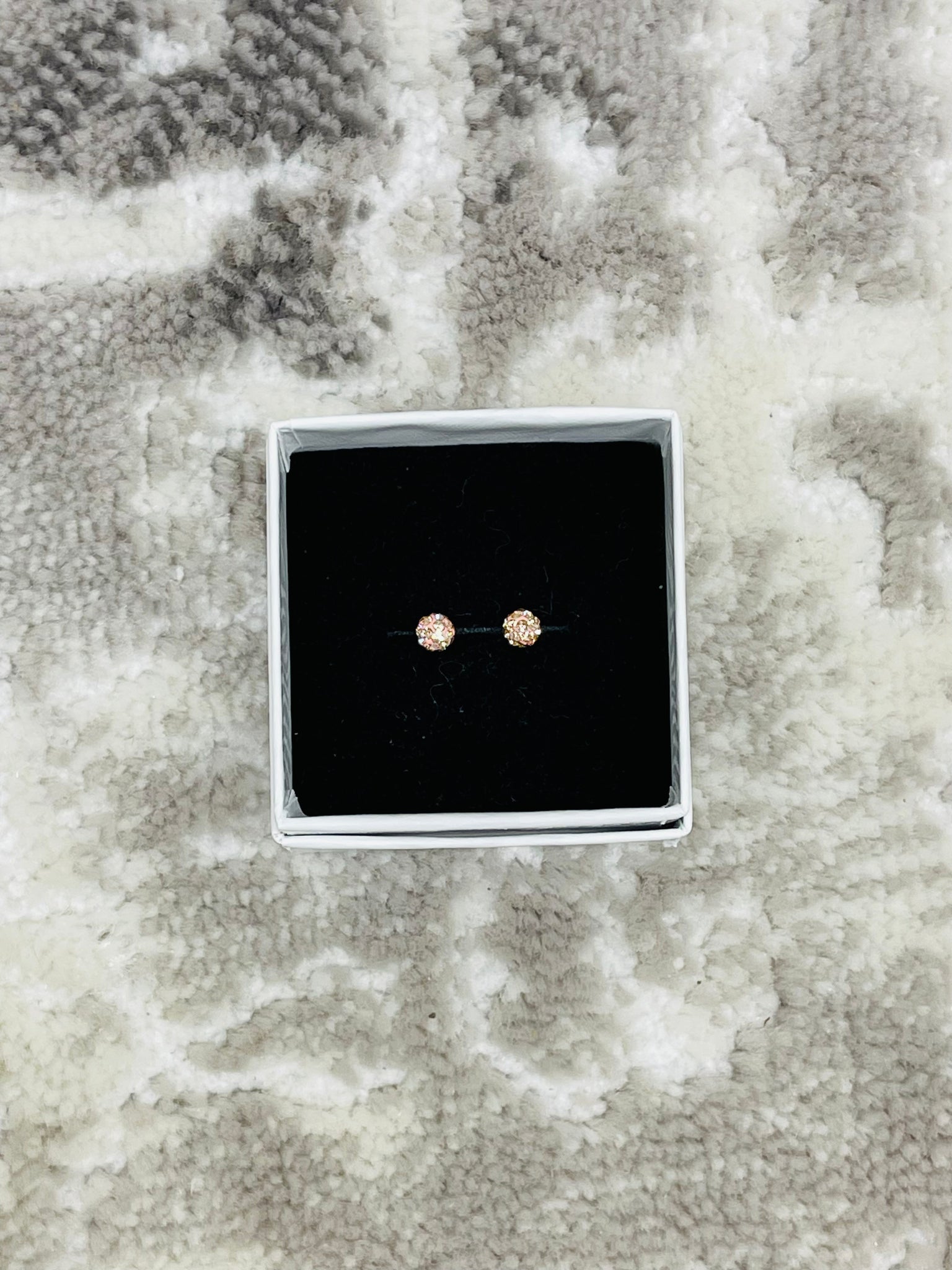 Crystal Ball Earrings - Rose Gold 4mm