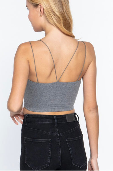 Elastic Straps Cami Crop Top - True Navy