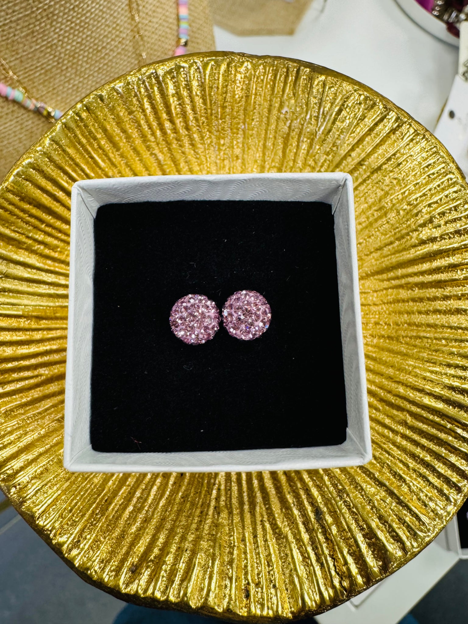 Crystal Ball Earrings - Mauve 8mm