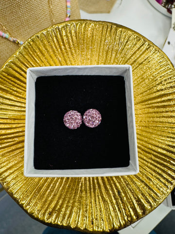 Crystal Ball Earrings - Mauve 8mm