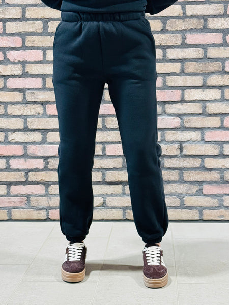 Elastic Waistband Sweatpants - Black