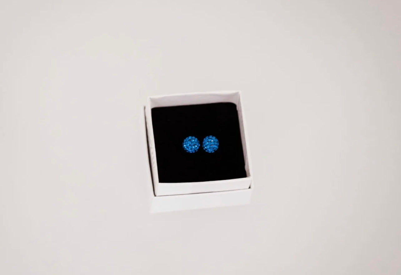 Crystal Ball Earrings - Midnight Blue 8mm