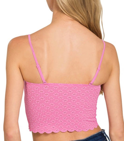 Lace Bralette with Bra Pads - Candy Pink