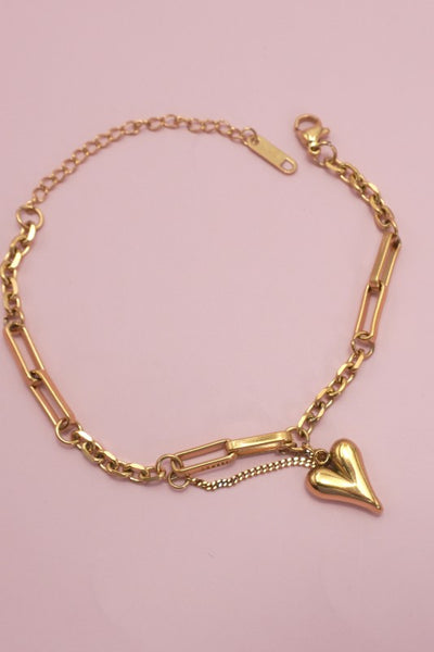 18k Stainless Steel Heart Bracelet
