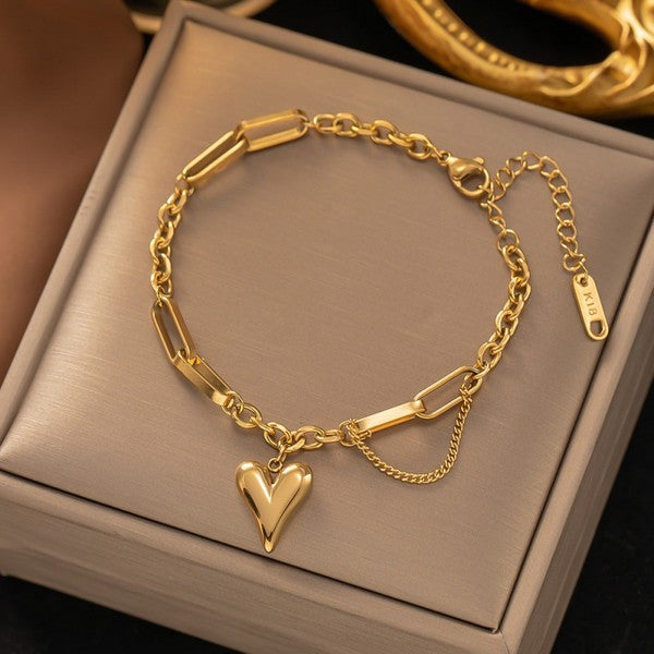 18k Stainless Steel Heart Bracelet