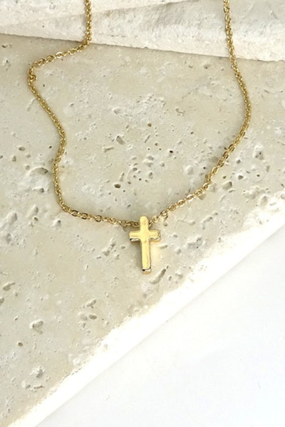 Classic Mini Cross Necklace - Gold