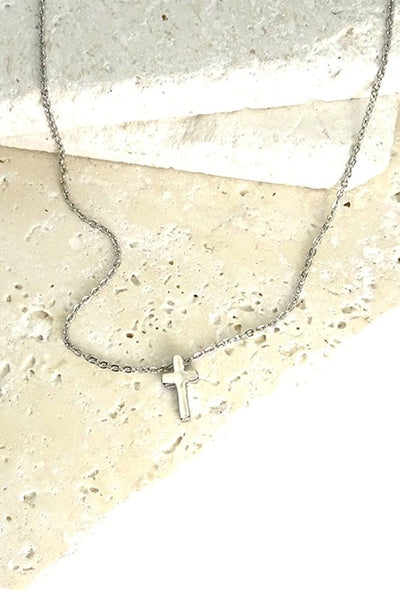 Classic Mini Cross Necklace - Silver