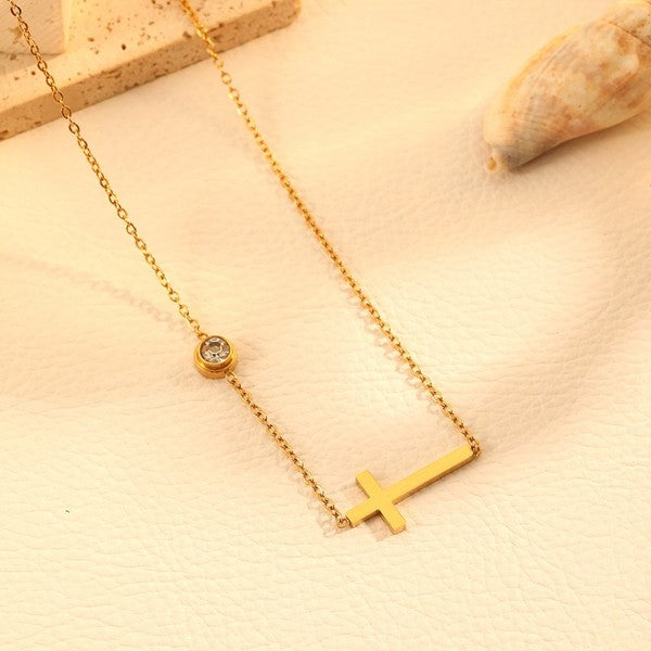 Cross Necklace w/rhinestone accent