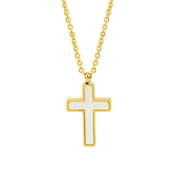 18K Stainless Steel Cross Necklace - Gold