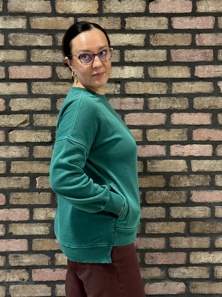 Pigment Dye Fleece Pullover - Hunter Green