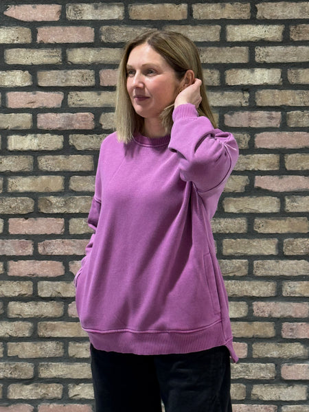Pigment Dye Fleece Pullover - LT Plum