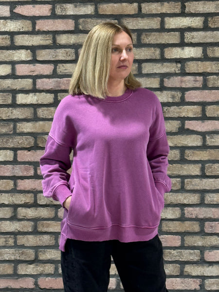 Pigment Dye Fleece Pullover - LT Plum