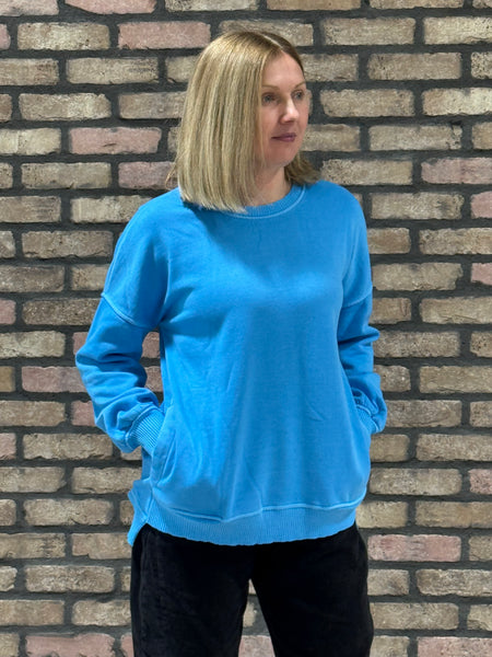 Pigment Dye Fleece Pullover - Deep Sky