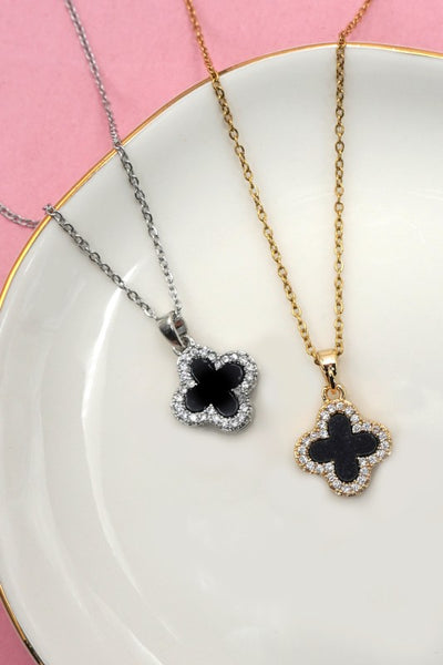 18k Stainless Steel Clover Necklace - Silver