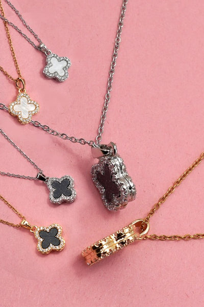 18k Stainless Steel Clover Necklace - Silver