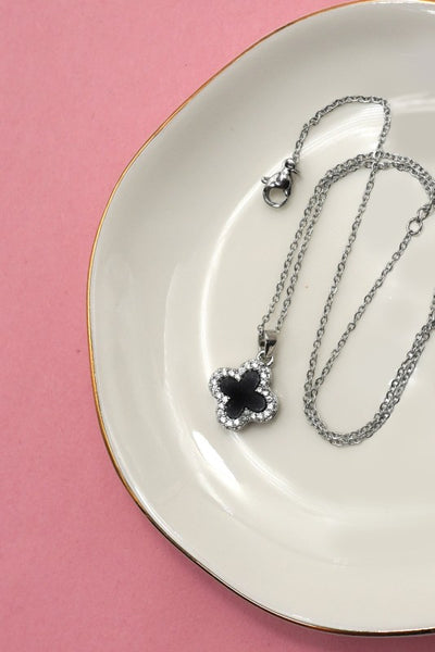 18k Stainless Steel Clover Necklace - Silver
