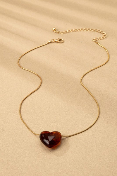 Tortoise Heart Charm Pendant Necklace