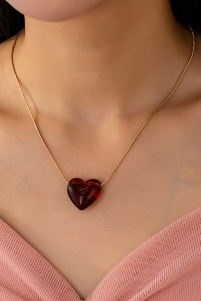 Tortoise Heart Charm Pendant Necklace