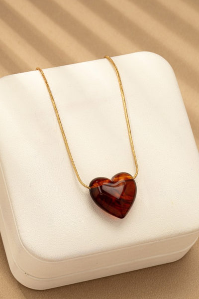 Tortoise Heart Charm Pendant Necklace