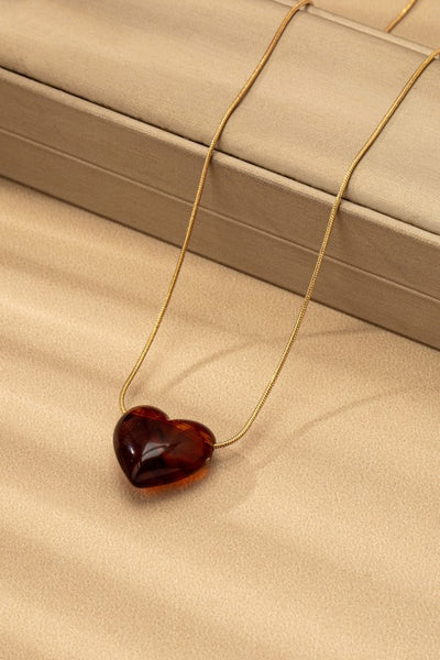 Tortoise Heart Charm Pendant Necklace