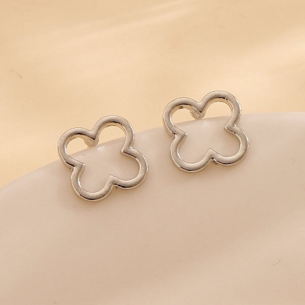 18k Stainless Steel Clover Earrings - Silver