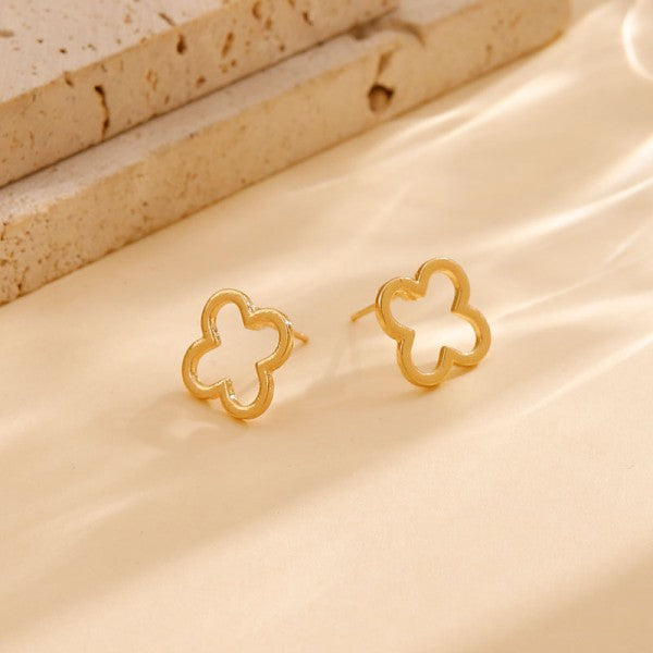 18k Stainless Steel Clover Earrings - Gold