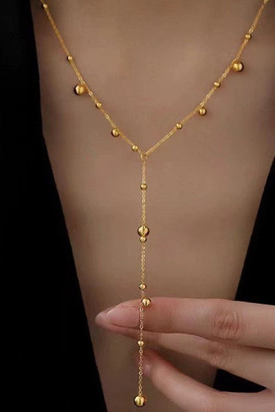 18k Stainless Steel Ball Y Necklace