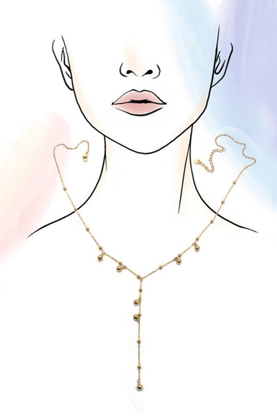 18k Stainless Steel Ball Y Necklace