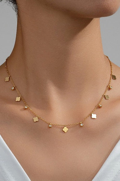 Titanium Steel Mini Clover Necklace-Gold