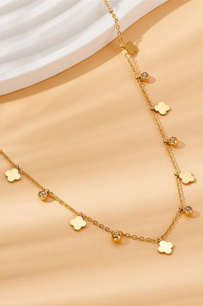 Titanium Steel Mini Clover Necklace-Gold