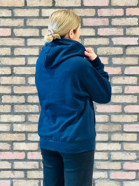 Fleece Boyfriend Hoodie - Deep Navy