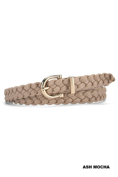 Woven Weave Pin Buckle Belt - Ash Mocha