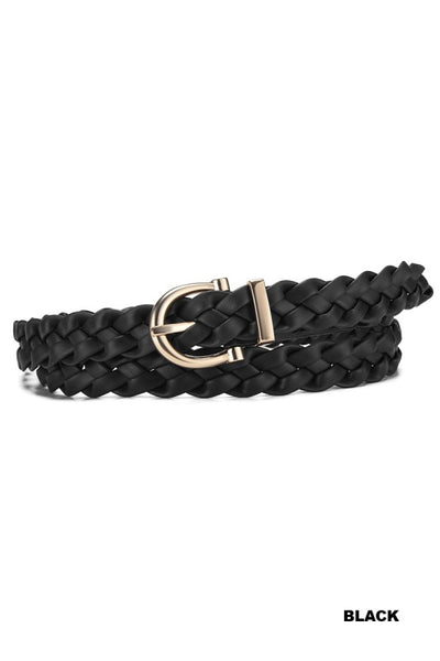 Woven Weave Pin Buckle Belt - Black