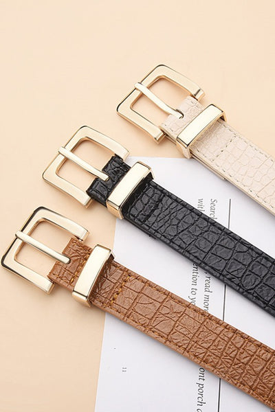 Crocodile Pattern Belt - Sand Beige