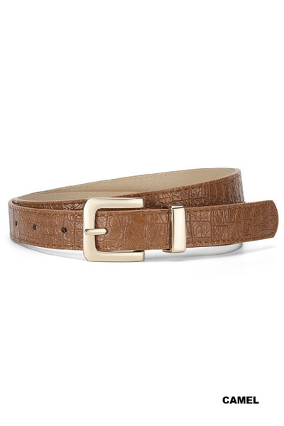 Crocodile Pattern Belt - Camel