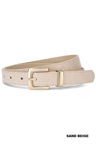 Crocodile Pattern Belt - Sand Beige