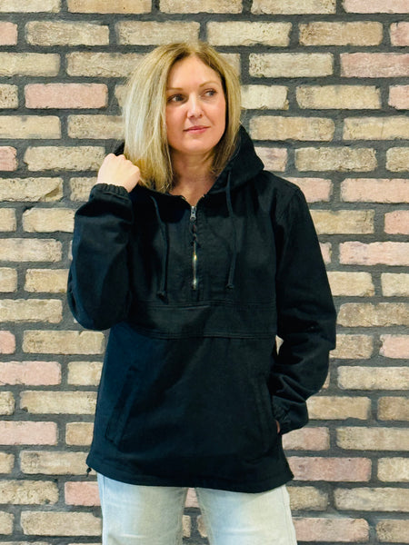 Hooded Denim Jacket - Black