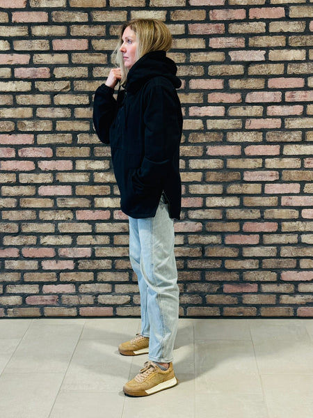 Hooded Denim Jacket - Black