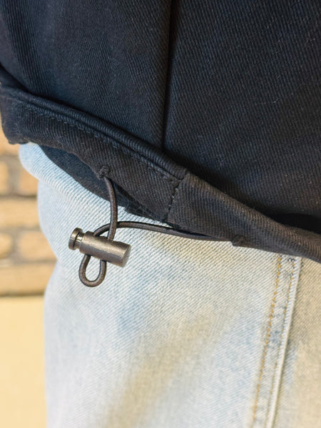 Hooded Denim Jacket - Black