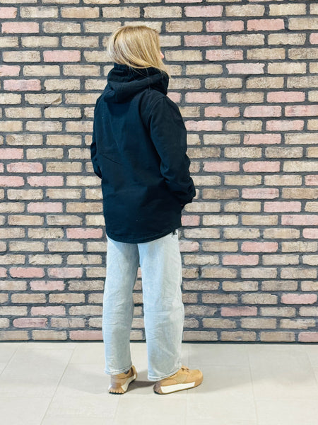 Hooded Denim Jacket - Black