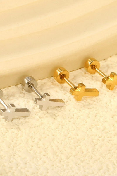 Cross Stainless Steel Stud earrings - Gold