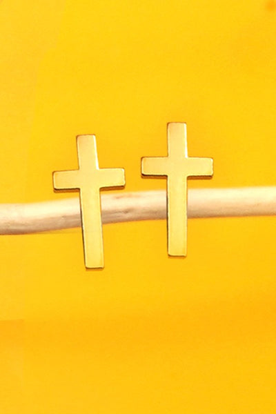 Cross Stainless Steel Stud earrings - Gold
