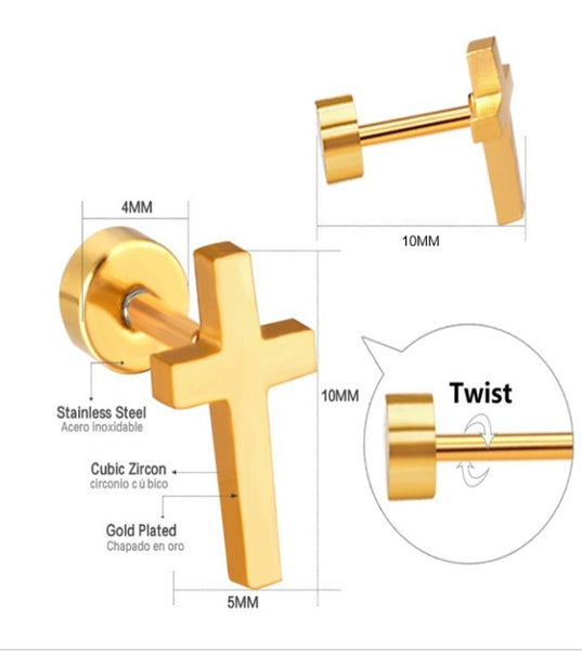 Cross Stainless Steel Stud earrings - Gold
