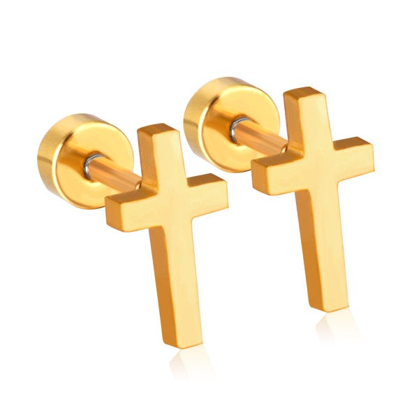 Cross Stainless Steel Stud earrings - Gold
