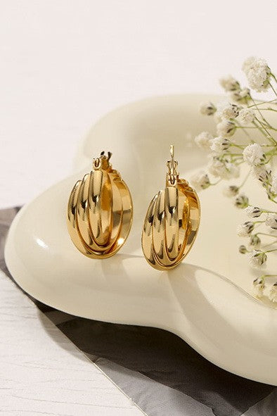 Stainless Steel Triple Oval Hoops - Gold