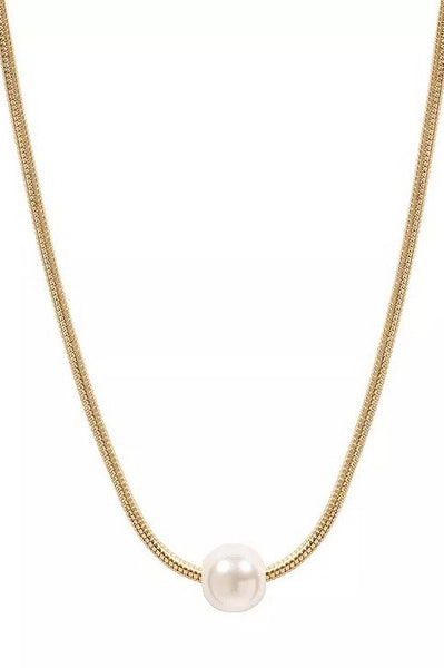 18K Stainless Steel Pearl Necklace - Gold