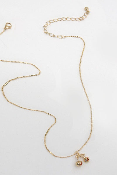 Mini Cherry Charm Necklace - Gold