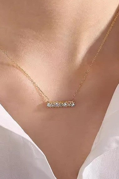 18K Stainless Steel Bar Necklace - Gold