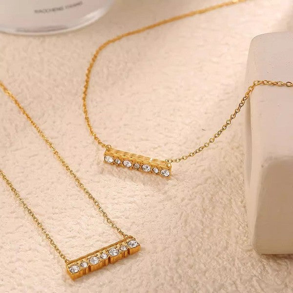 18K Stainless Steel Bar Necklace - Gold